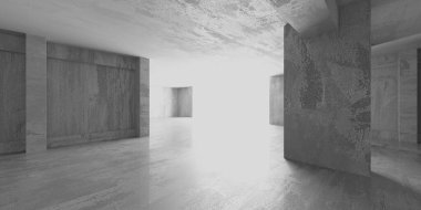 Soyut mimari iç plan. Modern beton oda. 3d oluşturma