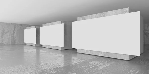 展览馆或展览馆 抽象建筑空间 混凝土墙上的空海报 3D渲染 — 图库照片