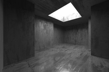 Soyut boş modern iç mekan. Beton duvarlar. Mimarlık geçmişi. 3d oluşturma