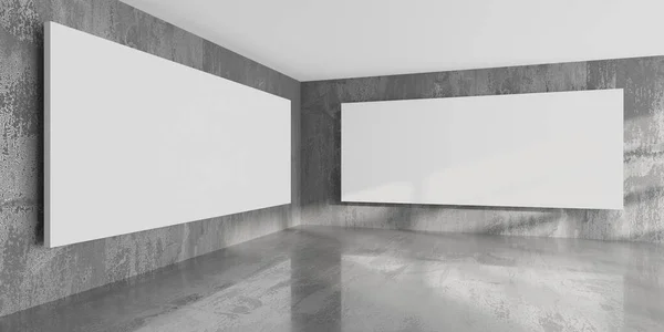 Pokoj Galerie Prázdnými Obrázky Abstraktní Prázdný Interiér Vykreslování — Stock fotografie