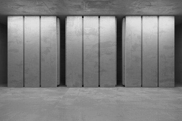 Абстрактный пустой современный интерьер. Бетонные стены. Архитектурный фон. 3d-рендеринг