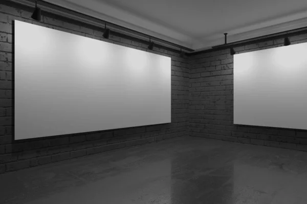 近代的な展示ホールのインテリア ギャラリールームの背景 3Dレンダリング — ストック写真