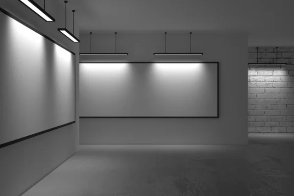 Interiorul Sălii Expoziții Moderne Galerie Fundal Cameră Redare — Fotografie, imagine de stoc