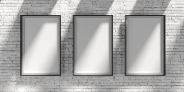 Boş resimli galeri odası. İçerisi soyut olarak boş. 3d oluşturma