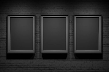 Boş resimli galeri odası. İçerisi soyut olarak boş. 3d oluşturma