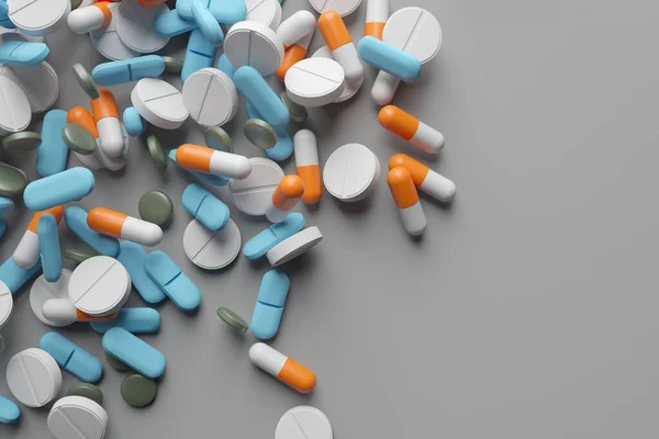 Фармацевтичні Ліки Купка Таблеток Ліками Від Антибіотиків Візуалізація — стокове фото