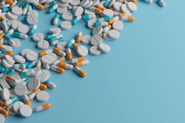 Verschillende Medicijnen Tabletten Antibiotica Pillen Meerkleurige Tabletten Pillen Capsules Destructie — Stockfoto