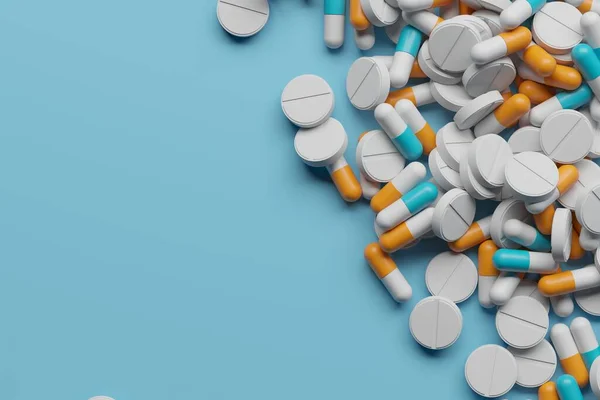Farmaceutisch Geneesmiddel Heap Van Capsule Pillen Met Medicijn Antibioticum Destructie — Stockfoto