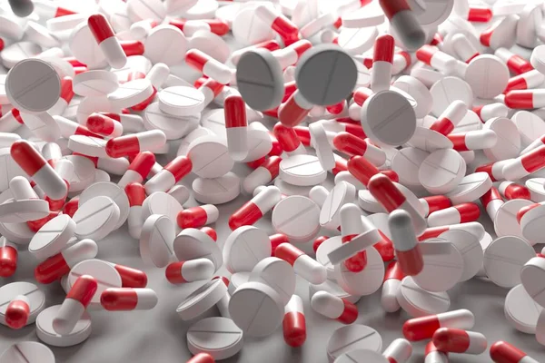 Sok Gyógyszert Szedek Gyógyszer Recept Kezelési Gyógyszerekre Renderelés — Stock Fotó