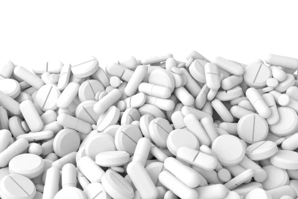 Gyógyszergyógy Szer Egy Halom Kapszula Antibiotikummal Renderelés — Stock Fotó