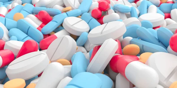 Verschillende Medicijnen Tabletten Antibiotica Pillen Meerkleurige Tabletten Pillen Capsules Destructie — Stockfoto