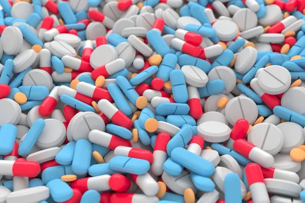 Monte Remédios Prescrição Medicamentos Para Tratamento Medicamentoso Renderização — Fotografia de Stock