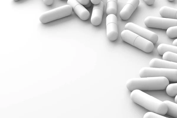 Diferentes Comprimidos Medicina Pílulas Antibióticas Comprimidos Multicoloridos Comprimidos Cápsulas Renderização — Fotografia de Stock