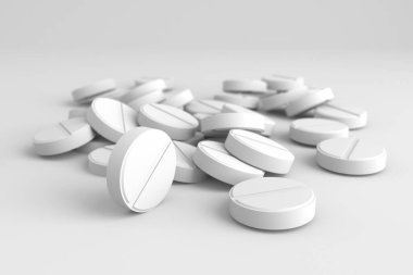 Farklı ilaç hapları antibiyotik hapları. Çoklu renk hapları ve hap kapsülleri. 3d oluşturma