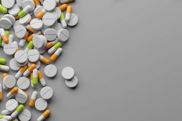 Много Таблеток Лекарств Рецепт Лекарства Лечения Рендеринг — стоковое фото