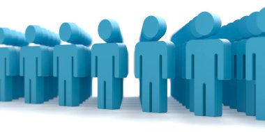 Bir grup insan. Şirket cemaati ya da nüfus. Büyük bir grup. 3d oluşturma