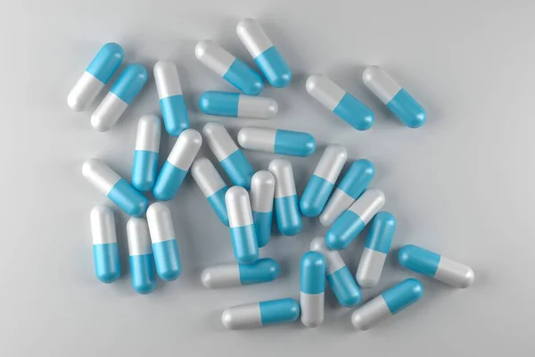 Leki Farmaceutyczne Kupa Pigułek Antybiotykiem Renderowanie — Zdjęcie stockowe