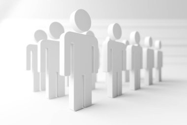 Bir sürü insan. Geniş bir çöp adam grubu. 3d oluşturma