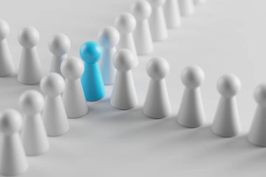 Kalabalıktan uzak duruyor. Başarı, Bireysellik, Eşsizlik, Liderlik. 3d oluşturma