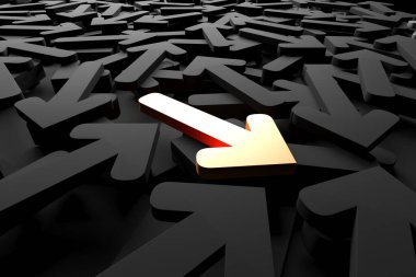 Diğer taraftan eşsiz bir ok. Rekabet ve farklılıklar. Liderlik ve eşsizlik kavramı. 3d oluşturma