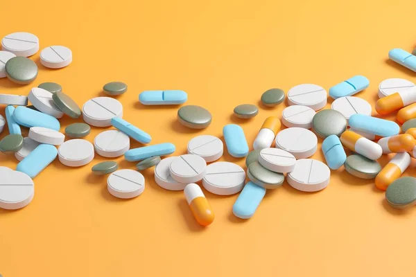 Verschillende Medicijnen Aan Oppervlakte Diverse Farmaceutische Pillen Destructie — Stockfoto