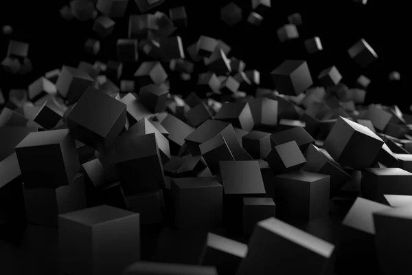 Chaotique Fond Cubes Noirs Foncés Rendu — Photo