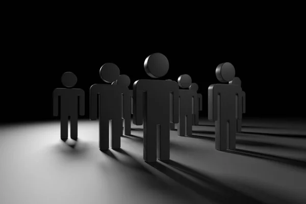 Crowd People Large Group Stick Figure Persons Rendering — Stock Photo, Image