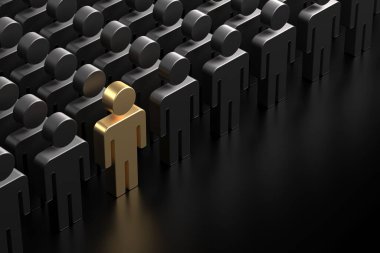 Grubun lideri. Liderlik ve takım çalışması konsepti. 3d oluşturma