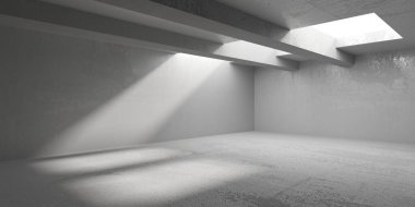 Soyut boş modern iç mekan. Beton duvarlar. Mimarlık geçmişi. 3d oluşturma