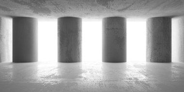 Soyut iç dizayn beton oda. Mimarlık geçmişi. 3d oluşturma