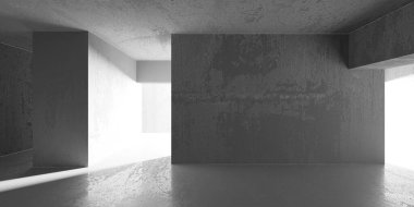 Soyut iç dizayn beton oda. Mimarlık geçmişi. 3d oluşturma