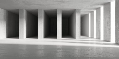 Soyut boş modern iç mekan. Beton duvarlar. Mimarlık geçmişi. 3d oluşturma