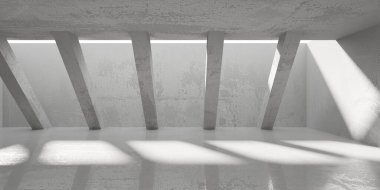 Soyut boş modern iç mekan. Beton duvarlar. Mimarlık geçmişi. 3d oluşturma