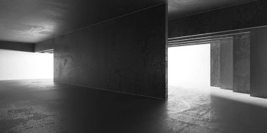 Soyut iç dizayn beton oda. Mimarlık geçmişi. 3d oluşturma