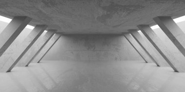 Soyut mimari iç plan. Modern beton oda. 3d oluşturma