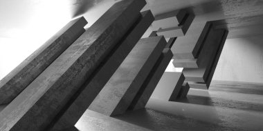 Soyut mimari iç plan. Modern beton oda. 3d oluşturma