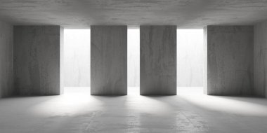 Soyut boş modern iç mekan. Beton duvarlar. Mimarlık geçmişi. 3d oluşturma