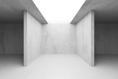 Soyut mimari iç plan. Modern beton oda. 3d oluşturma