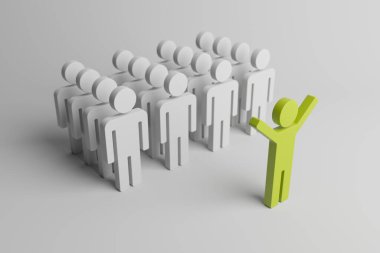 Kalabalıktaki farklı biri. Eşsiz bireysellik konsepti 3D yorumlama