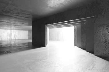 Soyut mimari iç plan. Modern beton oda. 3d oluşturma