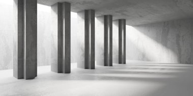 Soyut iç dizayn beton oda. Mimarlık geçmişi. 3d oluşturma