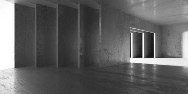 Soyut iç dizayn beton oda. Mimarlık geçmişi. 3d oluşturma