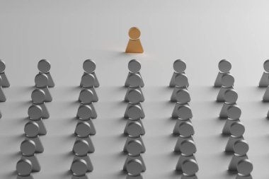 Kalabalık bir iş örgütü. Liderlik ve takım çalışması konsepti. 3B görüntüleme