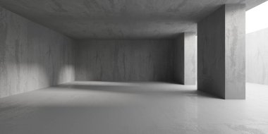 Soyut mimari iç plan. Modern beton oda. 3d oluşturma