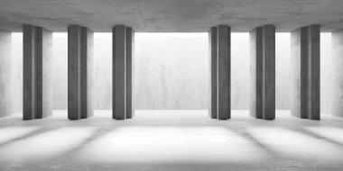 Soyut mimari iç plan. Modern beton oda. 3d oluşturma