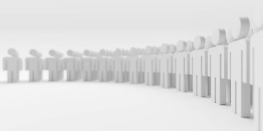 Bir sürü insan. Geniş bir çöp adam grubu. 3d oluşturma