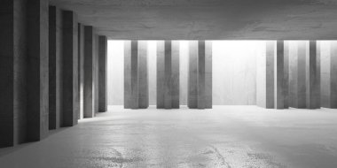 Soyut iç dizayn beton oda. Mimarlık geçmişi. 3d oluşturma