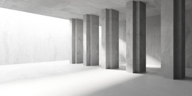 Soyut mimari iç plan. Modern beton oda. 3d oluşturma