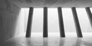 Soyut mimari iç plan. Modern beton oda. 3d oluşturma