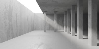 Soyut iç dizayn beton oda. Mimarlık geçmişi. 3d oluşturma